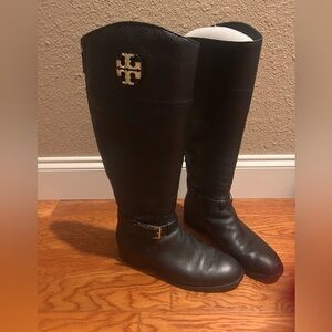 Tory Burch Black Leather Riding Boots